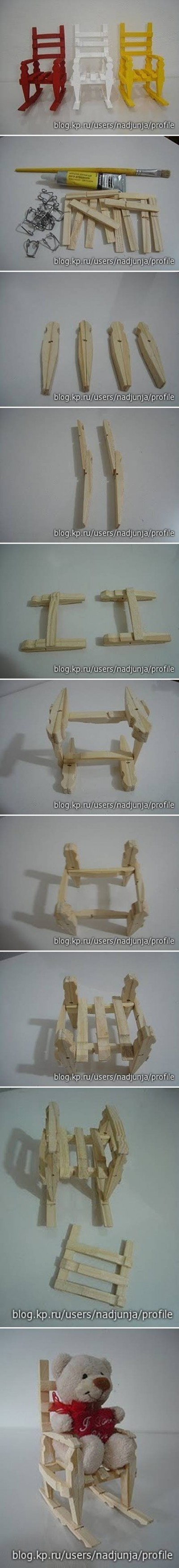 How to build Clothespin Rocking Chair step by step DIY instructions