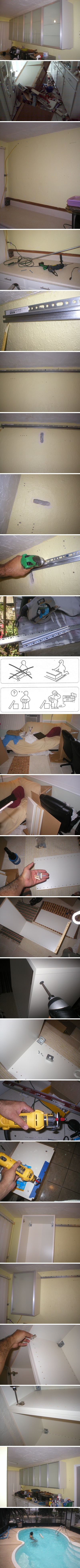 How to install IKEA upper kitchen cabinets step by step DIY tutorial instructions