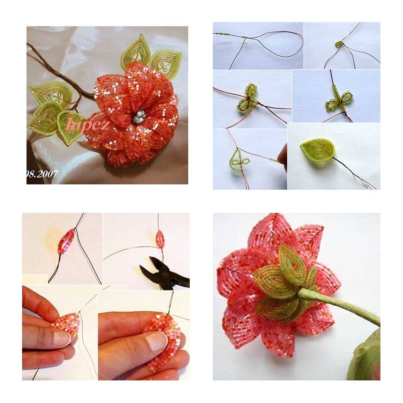 How to make Beads Apricot Flower step by step DIY instructions thumb