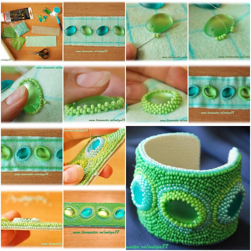 How to make Beads Mint Bracelet step by step DIY instructions thumb
