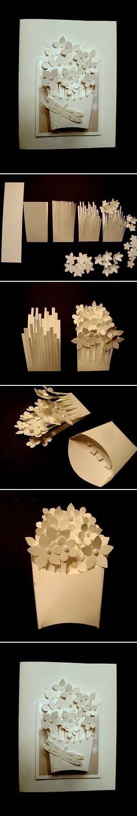 How to make a Basket of Flower Card step by step DIY instructions