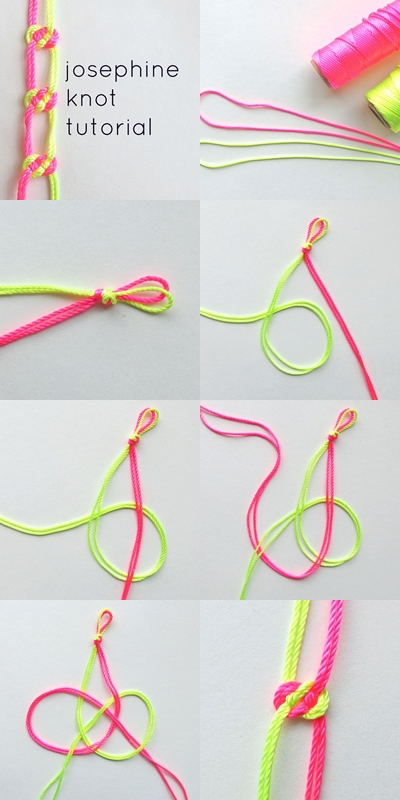 How to make colorful josephine knot step by step DIY instructions