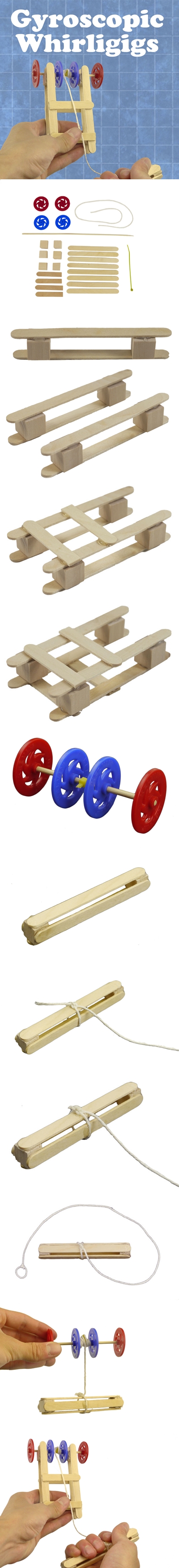How to make gyroscopic whirlgig toy step by step DIY instructions