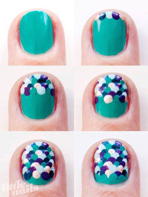 How to make scales nail art step by step DIY instructions