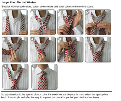 How to tie a large knot tie the Half Windsor step by step DIY instructions