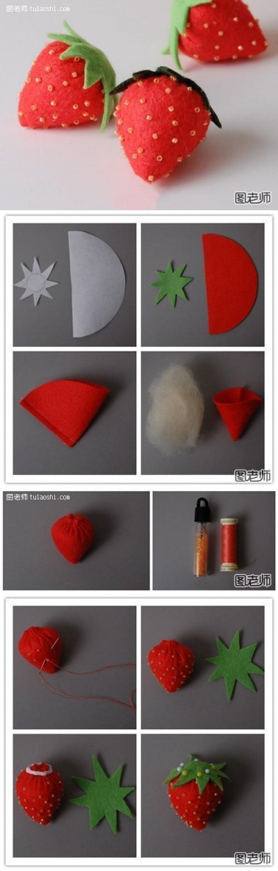 how to make cute strawberry decoration step by step DIY instructions