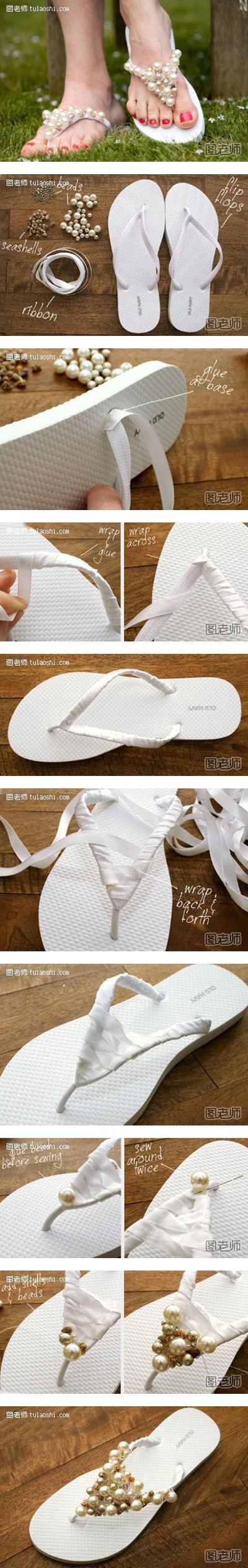 how to make unique Bohemia splint beads slippers step by step DIY instructions