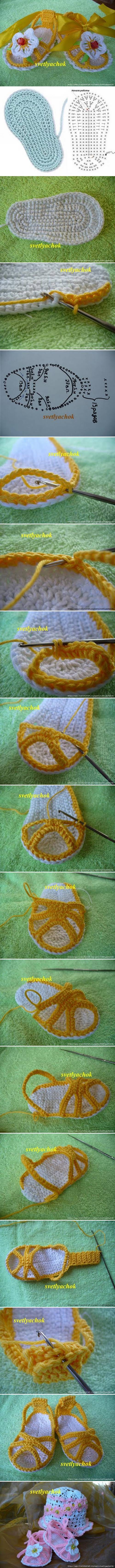 How To Crochet Baby Sandal step by step DIY tutorial instructions