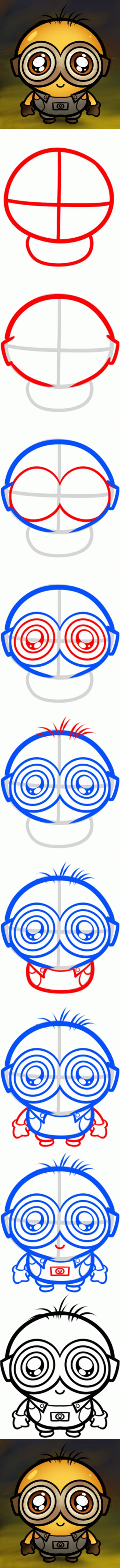 How To Draw a Chibi Minion step by step DIY tutorial instructions