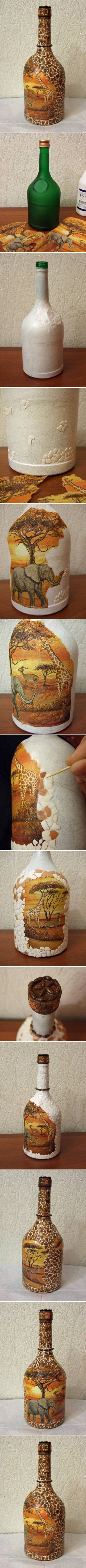 How To Make African Motif Bottle step by step DIY tutorial instructions