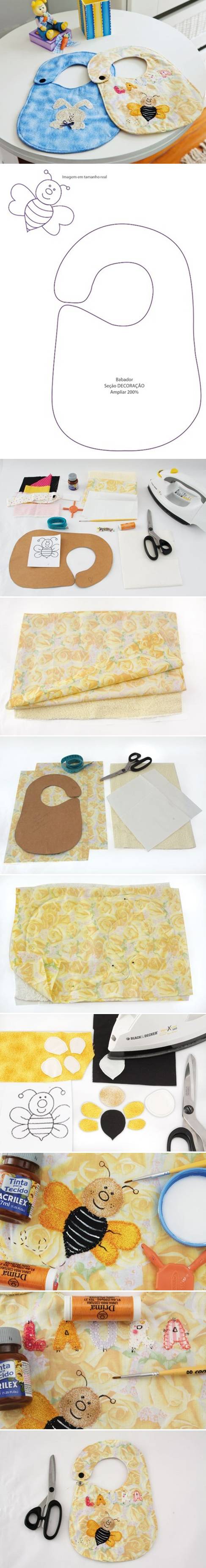 How To Make Baby Bibs step by step DIY tutorial instructions