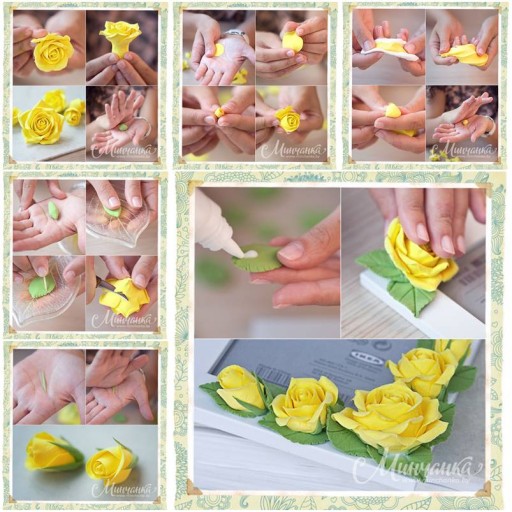 How To Make Beautiful Clay Yellow Rose step by step DIY tutorial instructions thumb
