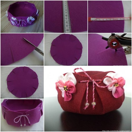 How To Make Beautiful Felt Basket step by step DIY tutorial instructions thumb