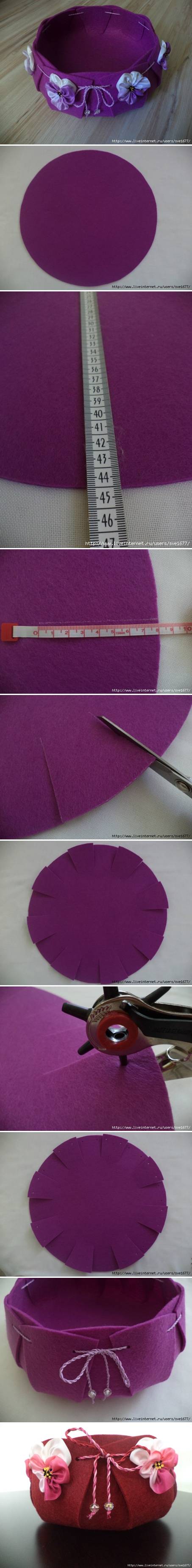 How To Make Beautiful Felt Basket step by step DIY tutorial instructions