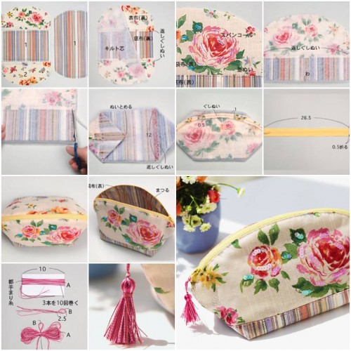 How To Make Beautiful Makeup Pouch step by step DIY tutorial instructions thumb