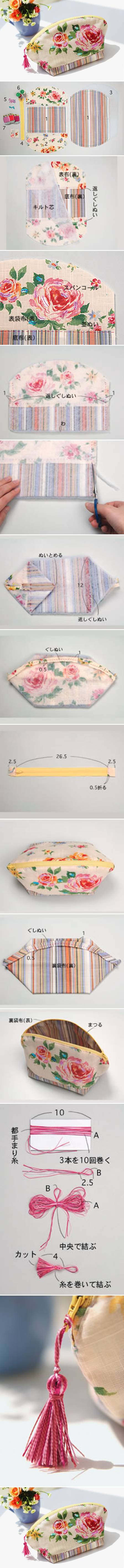 How To Make Beautiful Makeup Pouch step by step DIY tutorial instructions