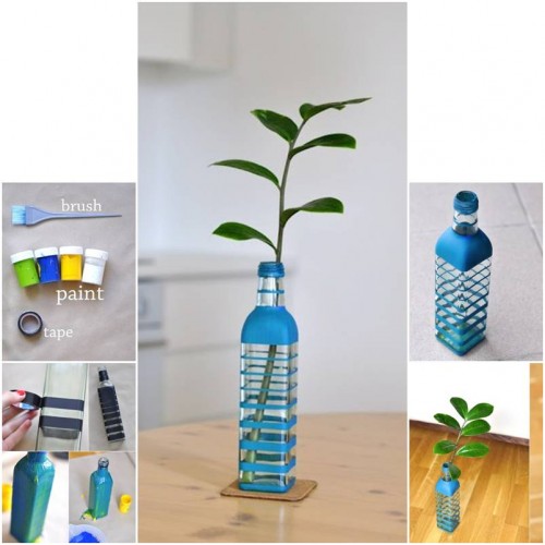 How To Make Colored Bottle Vase step by step DIY tutorial instructions thumb