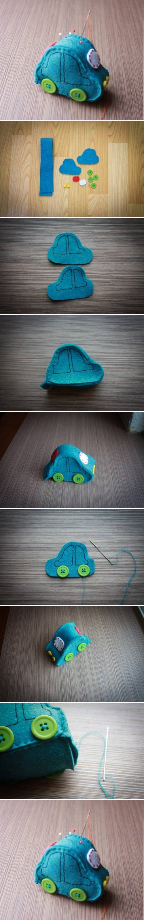 How To Make Cute Car Pincushion step by step DIY tutorial instructions