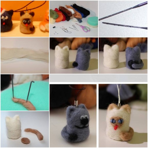 How To Make Cute Felting Wool Cat step by step DIY tutorial instructions thumb