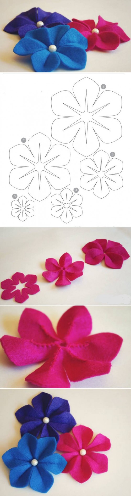 How To Make Easy Felt Flower step by step DIY tutorial instructions
