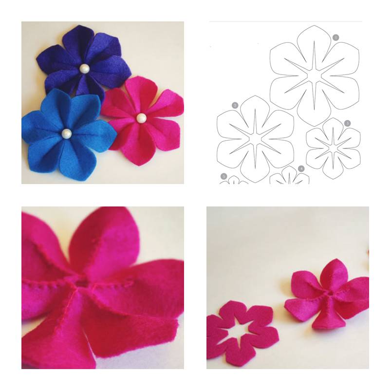 How To Make Easy Felt Flower step by step DIY tutorial instructions