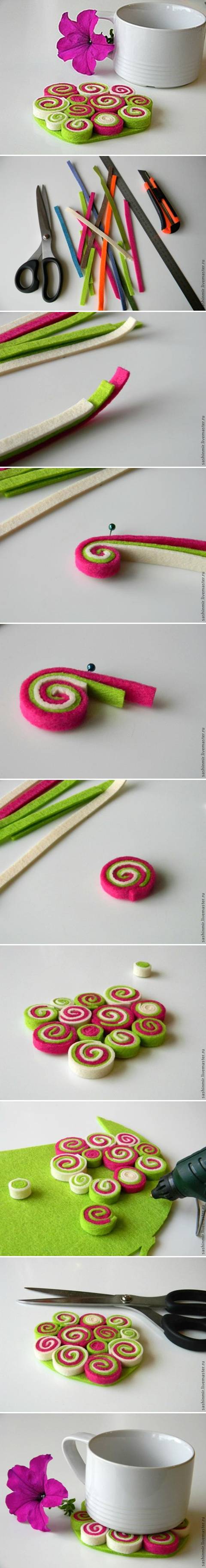 How To Make Felt Coaster step by step DIY tutorial instructions