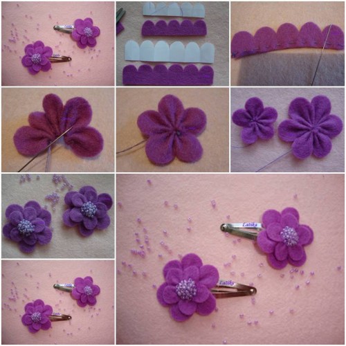 How to Make Felt Morning Flower step by step DIY tutorial instructions