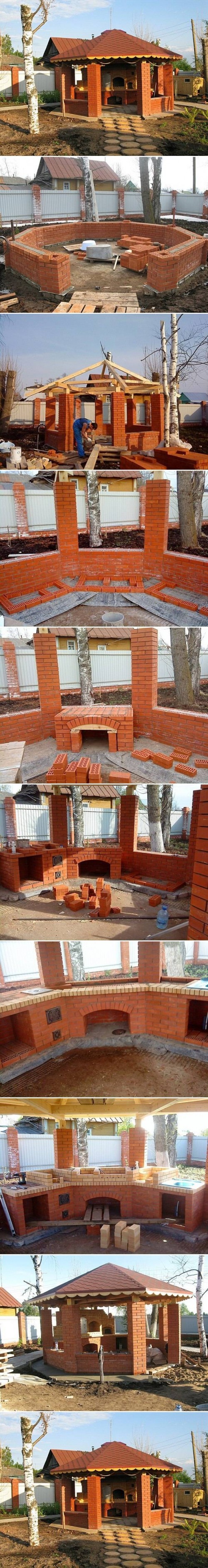 How to Make Gazebo with Barbecue step by step DIY tutorial instructions