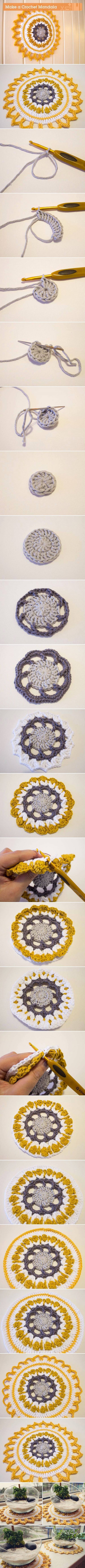 How to Make Handmade Crochet Mandala step by step DIY tutorial instructions
