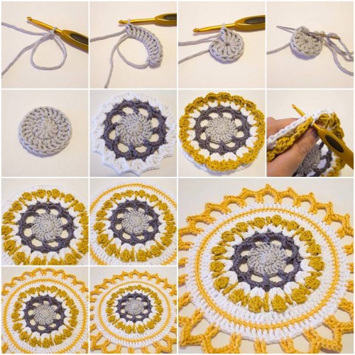 How to Make Handmade Crochet Mandala step by step DIY tutorial instructions thumb