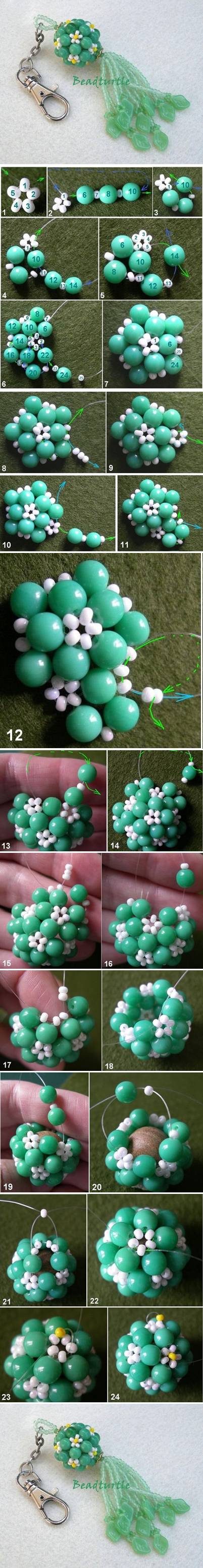 How to Make Key Chain Beads Charm step by step DIY tutorial instructions