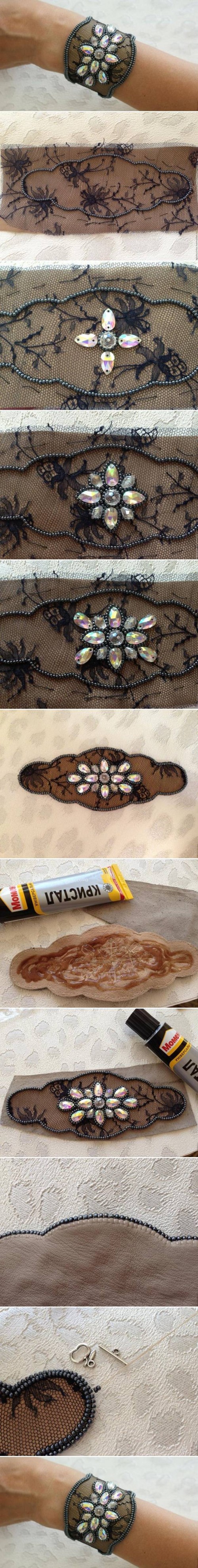 How to Make Lace and Beads Bracelet step by step DIY tutorial instructions