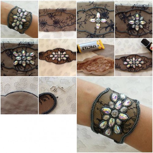 How to Make Lace and Beads Bracelet step by step DIY tutorial instructions thumb