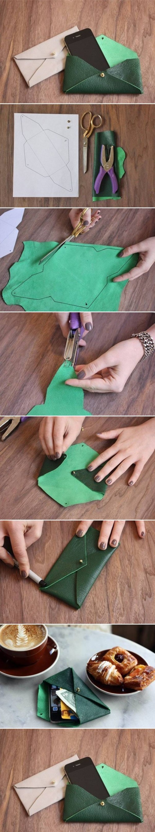 How to make Leather Envelope Case step by step DIY tutorial instructions