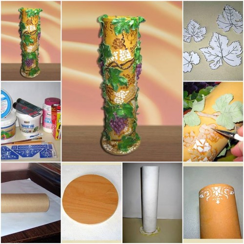 How to make Leaves Decorated Vase step by step DIY tutorial instructions thumb