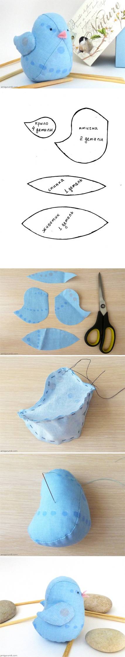 How to make Little Fabric Bird Doll step by step DIY tutorial instructions
