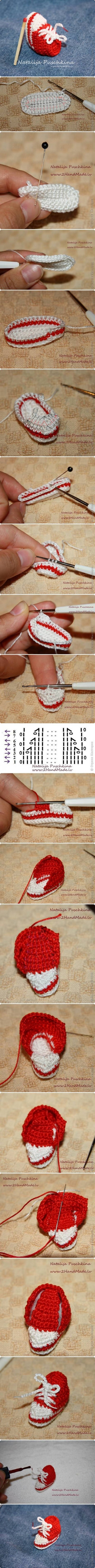 How to make Mini Crochet Sneaker step by step DIY instructions