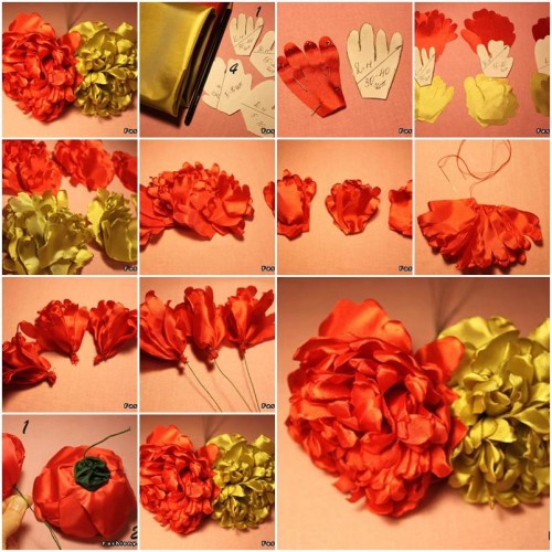 How to make Modular Fabric Peony Flower step by step DIY tutorial instructions thumb
