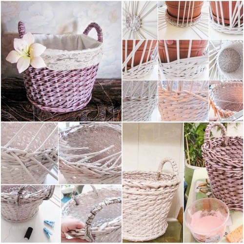 How to make Newspaper Basket Layer Weave step by step DIY tutorial instructions Weave thumb