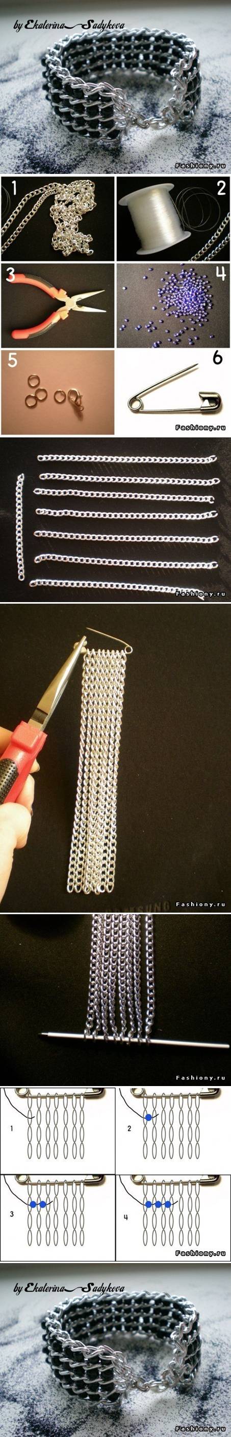 How to make Nice Wide Bracelet step by step DIY tutorial instructions