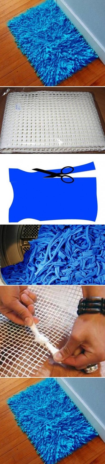 How to make Old Shirt Floor Mat step by step DIY tutorial instructions