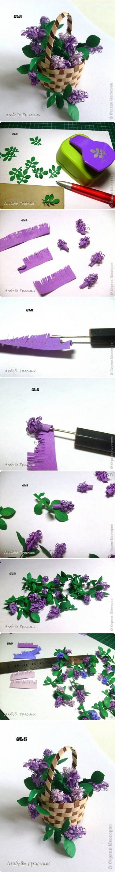 How to make Paper Lilac Flower step by step DIY tutorial instructions