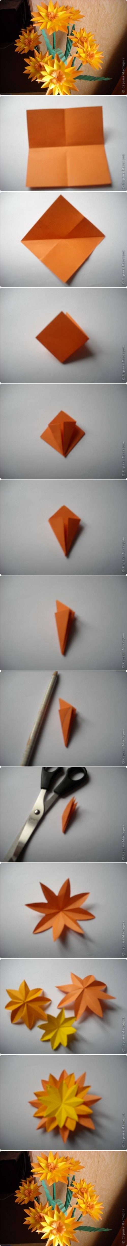 How to make Paper Marigold Flower step by step DIY tutorial instructions