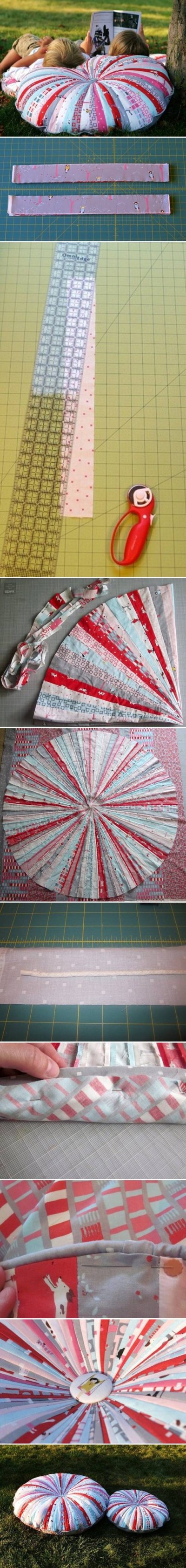 How to make Patchwork Round Pillow step by step DIY tutorial instructions