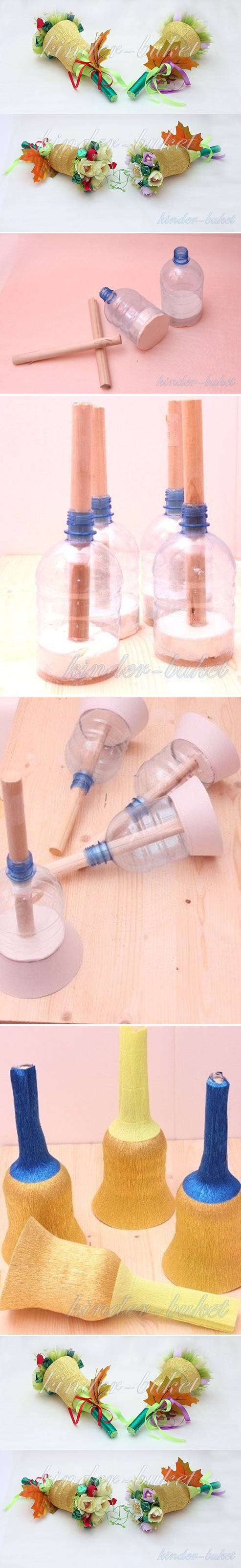 How to make Plastic Bottle Bouquet Holder step by step DIY tutorial instructions