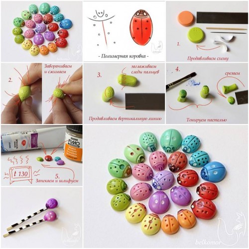 How to make Polymer Clay Ladybug step by step DIY tutorial instructions thumb