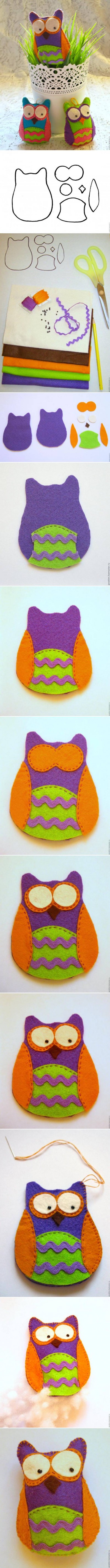 How to make Pretty Felt Owl step by step DIY tutorial instructions