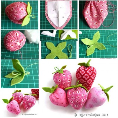 How to make Sew Fabric Strawberry step by step DIY tutorial instructions thumb