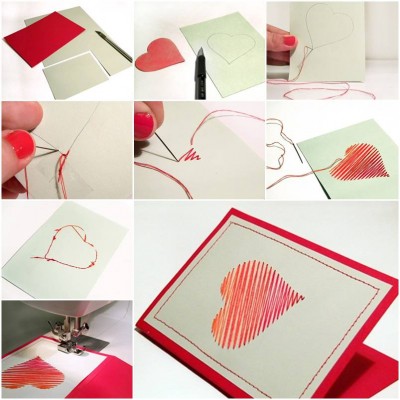 How to make Sew Heart Card step by step DIY instructions thumb