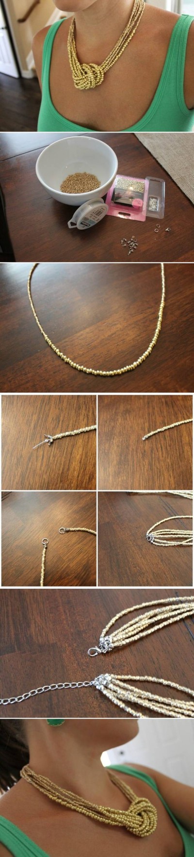 How to make Simple Beads Necklace step by step DIY tutorial instructions